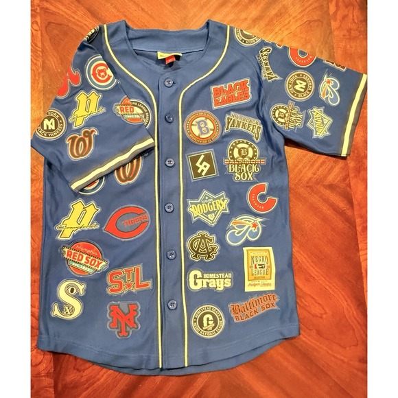 Negro League Baseball Jersey Headgear Classics Patchwork Button Up Mens Small